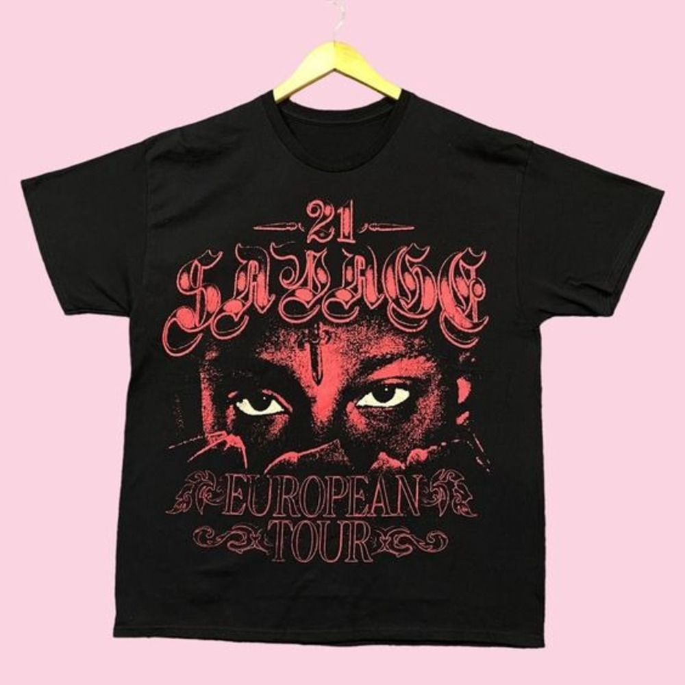 21 Savage European Tour Dual Sided Hip Hop Tee Shirt
